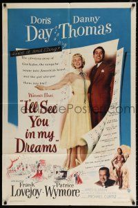 4a429 I'LL SEE YOU IN MY DREAMS 1sh '52 Doris Day & Danny Thomas are Makin' Whoopee!