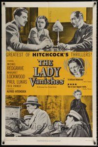 4a478 LADY VANISHES 1sh R52 Alfred Hitchcock, Michael Redgrave, Margaret Lockwood, Paul Lukas!