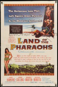 4a479 LAND OF THE PHARAOHS 1sh '55 sexy Egyptian Joan Collins, Howard Hawks!