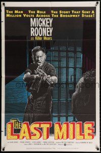 4a484 LAST MILE 1sh '59 great image of Mickey Rooney as Killer Mears breaking out of Death Row!