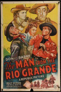 4a526 MAN FROM THE RIO GRANDE 1sh '43 western art of Don Red Barry, Wally Vernon, Twinkle Watts!