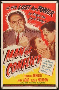 4a529 MAN OF CONFLICT 1sh '53 Edward Arnold, in his lust for power he forgot the joy of living!