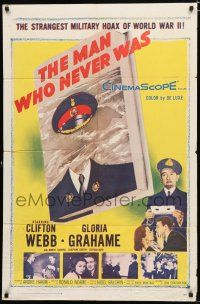 4a532 MAN WHO NEVER WAS 1sh '56 Clifton Webb, Gloria Grahame, strangest military hoax of WWII!