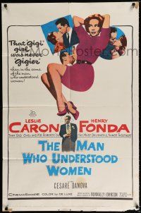 4a533 MAN WHO UNDERSTOOD WOMEN 1sh '59 Henry Fonda, sexy full-length Leslie Caron!