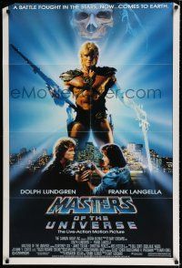4a548 MASTERS OF THE UNIVERSE 1sh '87 great image of Dolph Lundgren as He-Man!