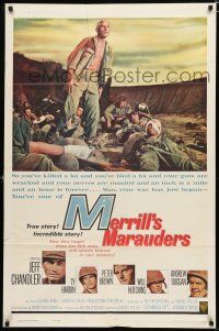 4a557 MERRILL'S MARAUDERS 1sh '62 Samuel Fuller, Jeff Chandler, true story from WWII!
