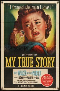 4a583 MY TRUE STORY 1sh '51 from the magazine, ex-con female jewel thief's husband won't forgive!