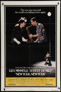 4a596 NEW YORK NEW YORK style B 1sh '77 Robert De Niro plays sax while Liza Minnelli sings!