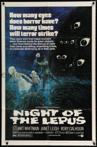 4a599 NIGHT OF THE LEPUS 1sh '72 cool monster art, how many eyes does horror have!