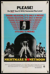 4a601 NIGHTMARE HONEYMOON 1sh '73 do not see it with someone you love, it's only a movie!