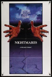 4a602 NIGHTMARES 1sh '83 cool sci-fi horror art of faceless man reaching forward!