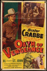 4a609 OATH OF VENGEANCE 1sh '44 king of the wild west Buster Crabbe, Al Fuzzy St. John!
