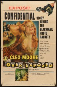 4a632 OVER-EXPOSED 1sh '56 super sexy Cleo Moore has curves, camera, and no conscience!