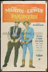 4a638 PARDNERS 1sh '56 great full-length image of cowboys Jerry Lewis & Dean Martin!