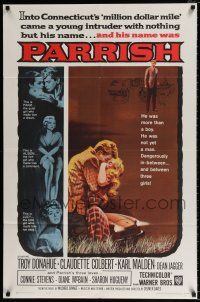 4a640 PARRISH 1sh '61 art of Troy Donahue passionately kissing pretty Connie Stevens!