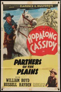 4a641 PARTNERS OF THE PLAINS style C 1sh R47 William Boyd as Hopalong Cassidy, stagecoach image!