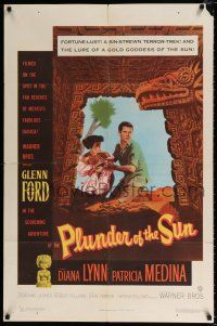 4a664 PLUNDER OF THE SUN 1sh '53 Glenn Ford, Diana Lynn, a sin-strewn terror-trek!