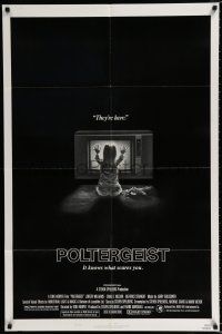 4a666 POLTERGEIST style B 1sh '82 Tobe Hooper, classic, they're here, Heather O'Rourke by TV!