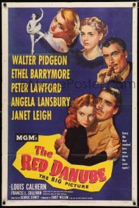 4a694 RED DANUBE 1sh '49 Janet Leigh, Angela Lansbury, Ethel Barrymore, Walter Pidgeon, Lawford!