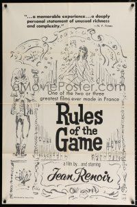 4a727 RULES OF THE GAME 1sh R60s Jean Renoir's classic Le regle du jeu, Nora Gregor, Dubost