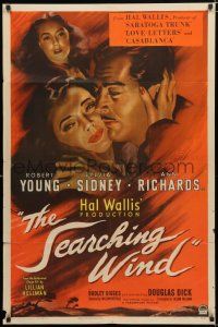 4a750 SEARCHING WIND style A 1sh '46 art of Ann Richards watching Robert Young romance Sylvia Sidney