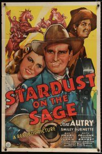 4a824 STARDUST ON THE SAGE 1sh '42 William Henry & pretty Edith Fellows smile at Gene Autry!