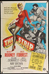 4a840 STRIP 1sh '51 Mickey Rooney, sexy Sally Forrest, Louis Armstrong playing trumpet, noir!