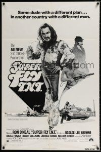 4a849 SUPER FLY T.N.T. 1sh '73 great artwork of Ron O'Neal holding dynamite by Craig!