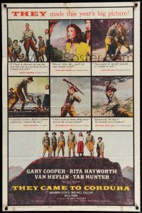 4a874 THEY CAME TO CORDURA 1sh '59 Gary Cooper, Rita Hayworth, Tab Hunter, Van Heflin!