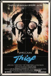 4a875 THIEF 1sh '81 Michael Mann, really cool image of James Caan w/goggles!