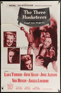 4a883 THREE MUSKETEERS 1sh R56 Lana Turner, Gene Kelly, June Allyson, Angela Lansbury
