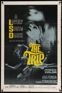 4a913 TRIP 1sh '67 AIP, written by Jack Nicholson, LSD, wild sexy psychedelic drug image!