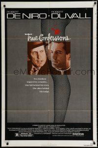 4a919 TRUE CONFESSIONS 1sh '81 priest Robert De Niro, detective Robert Duvall & sexy leg!