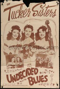 4a930 UNDECIDED BLUES 1sh '40s Milton Agin's country musical starring The Tucker Sisters!