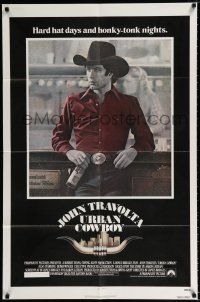 4a938 URBAN COWBOY 1sh '80 John Travolta in cowboy hat with Lone Star beer!