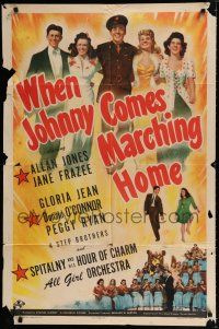 4a961 WHEN JOHNNY COMES MARCHING HOME 1sh '42 Allan Jones, Jane Frazee, Gloria Jean, O'Connor!