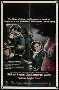 4a964 WHERE EAGLES DARE style B 1sh '68 Clint Eastwood, Richard Burton, completely different image!