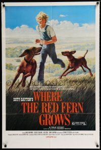 4a965 WHERE THE RED FERN GROWS 1sh '74 great art of boy & dogs in forest by Ralph McQuarrie!