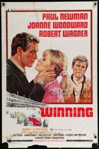 4a974 WINNING 1sh '69 Paul Newman, Joanne Woodward, Indy car racing, art by Howard Terpning!