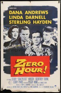 4a995 ZERO HOUR 1sh '57 Dana Andrews, Linda Darnell, Sterling Hayden, parodied in Airplane!