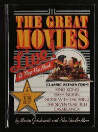 4b372 GREAT MOVIES LIVE hardcover book '87 pop-up art of the classics, King Kong, Casablanca, more