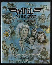 4b438 WINGS ON THE SCREEN hardcover book '81 information & images from airplane & aviation movies!