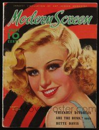 4b293 MODERN SCREEN magazine August 1936 art of sexy Ginger Rogers by Earl Christy, Jean Harlow!