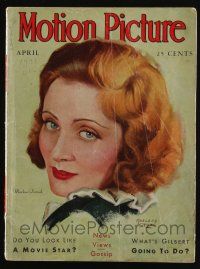 4b207 MOTION PICTURE magazine April 1931 art of Marlene Dietrich by Marland Stone, Gary Cooper!