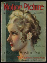 4b201 MOTION PICTURE magazine August 1930 art of Catherine Dale Owen by Marland Stone, vamping!