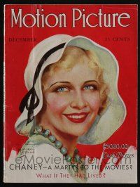 4b205 MOTION PICTURE magazine December 1930 art of Ann Harding by Marland Stone, Lon Chaney!