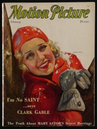 4b214 MOTION PICTURE magazine Feb 1932 art of Anita Page by Marland Stone, Gable isn't a saint!