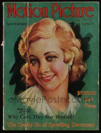 4b204 MOTION PICTURE magazine Nov 1930 art of Helen Twelvetrees by Marland Stone, best witches!