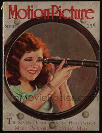 4b202 MOTION PICTURE magazine September 1930 art of Clara Bow by Marland Stone, Seven Deadly Sins!