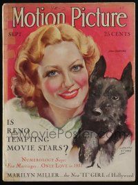 4b211 MOTION PICTURE magazine Sep 1931 art of Joan Crawford by Marland Stone, is Reno tempting!